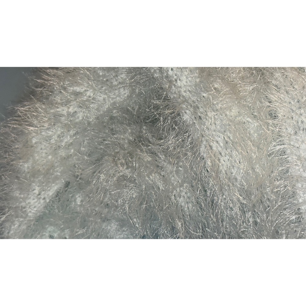 New Light Blue Shaggy Eyelash Knit Striped Open Weave Fuzzy Sweater Women Small - Picture 3 of 8